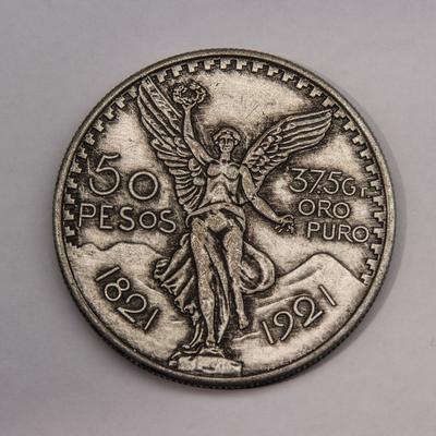 1921 Mexická 50 peso pamětní mince, lze foukat, stříbrný dolar, sběratelská