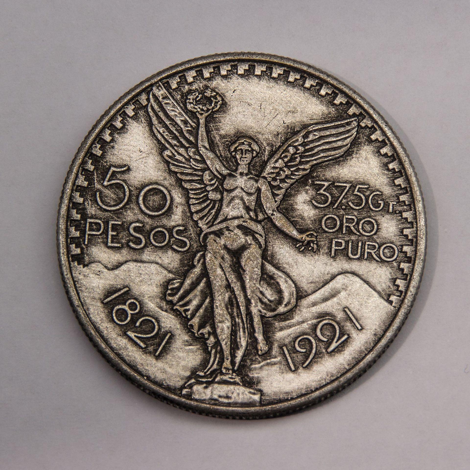 

1921 Mexican 50 peso commemorative coin, can be blown, silver dollar, collectible чорний