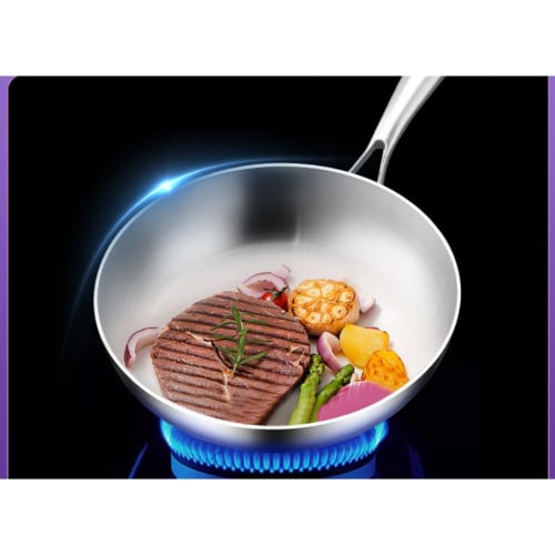 The stainless steel frying pan is non-stick, durable, lightweight, dishwasher safe, and non-toxic. (26cm)