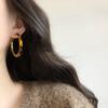 Silver needle resin smudge earrings retro Maillard stud earrings niche high-end earrings women