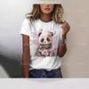 Cartoon panda pattern women's T-shirt O-neck short-sleeved T-shirt loose jumper summer women's fashion street