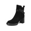 Fashion 2025 New Autumn Women Boots Round Toe Chunky Heel Cow Suede Leather Women Shoes Short Modern Boots Daily Shoes Platform Boots