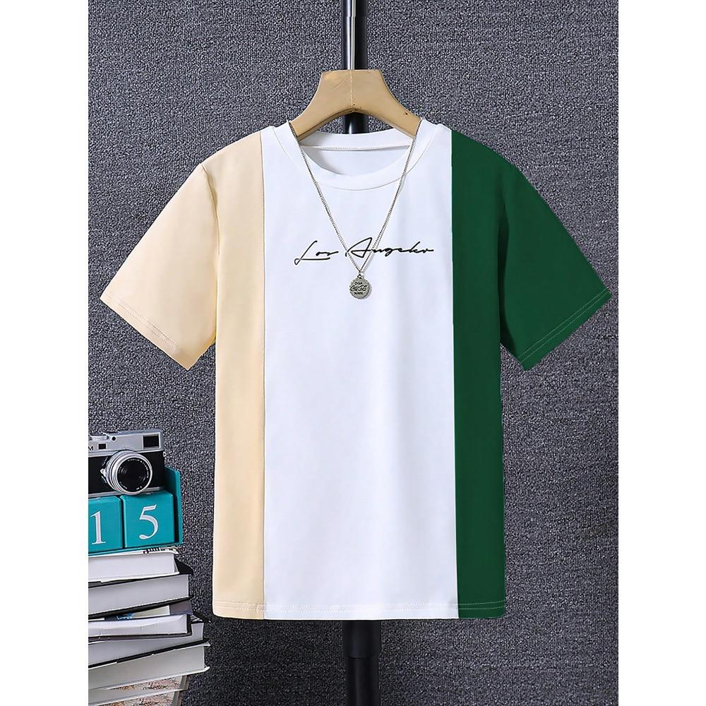 

Short sleeved T-shirt suitable, summer contrasting color, fashionable and affordable children s casual top 150
