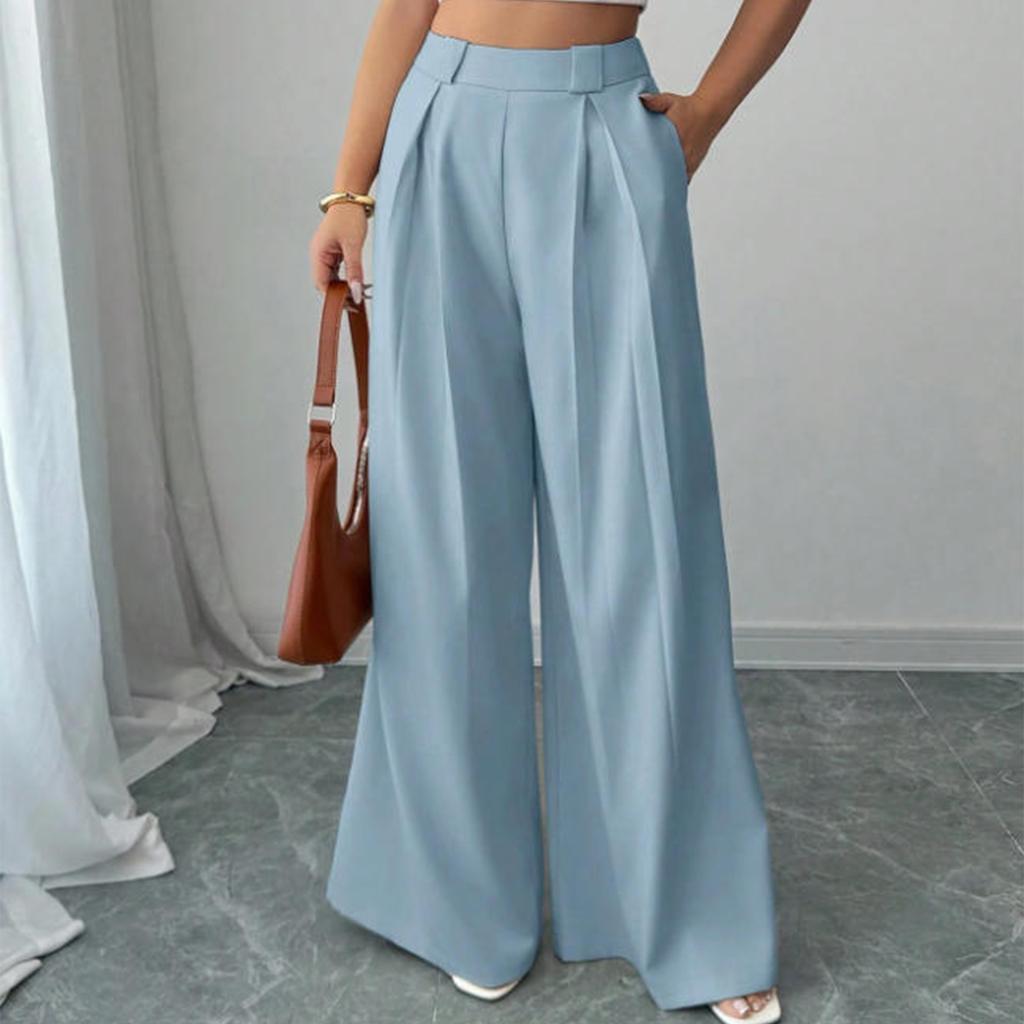 Women's Loose Fit Wide Leg Trousers High Waist Casual Office Pants Pleated Front Relaxed Fit Workwear Bottoms for Everyday Wear
