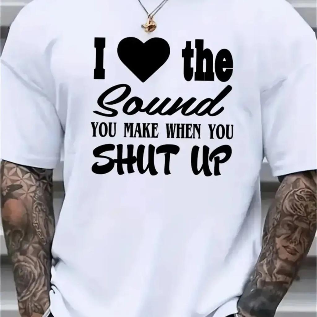 Summer Men's 100% Cotton Casual Sports Loose Large Size Letter Pattern Printed Comfortable Round Neck Short Sleeve T-shirt Top