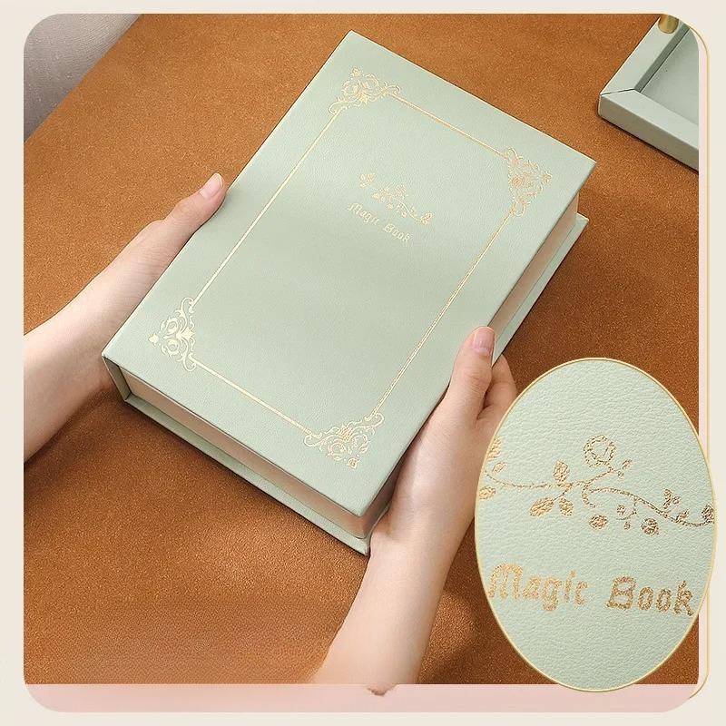 Vintage Flip Cover Book Shaped Jewelry Box for Earrings Ring Storage Holder Leather Travel Home Portable Jewelry Organizer Decor