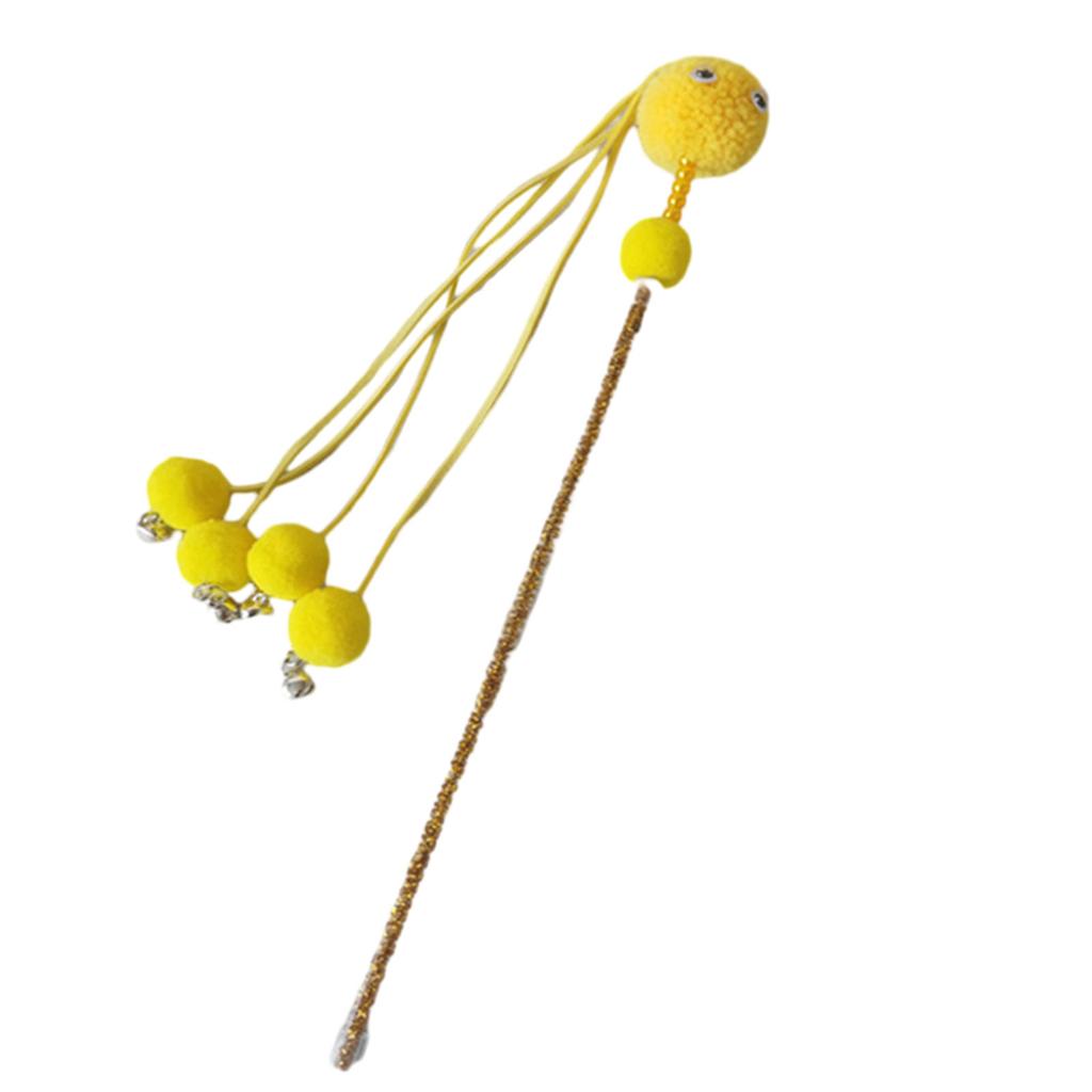 Cats Teaser Wand with Small Bells Long Interactive Stick Toy for Cats Tassel Chasing Funny Pet Cats Training Tools
