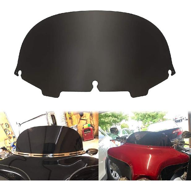 Smoke 9.5" Wave Windshield Windscreen Wind Splitter Compatible for Harley Davidson Road Glide 1998-2013 (Smoke)