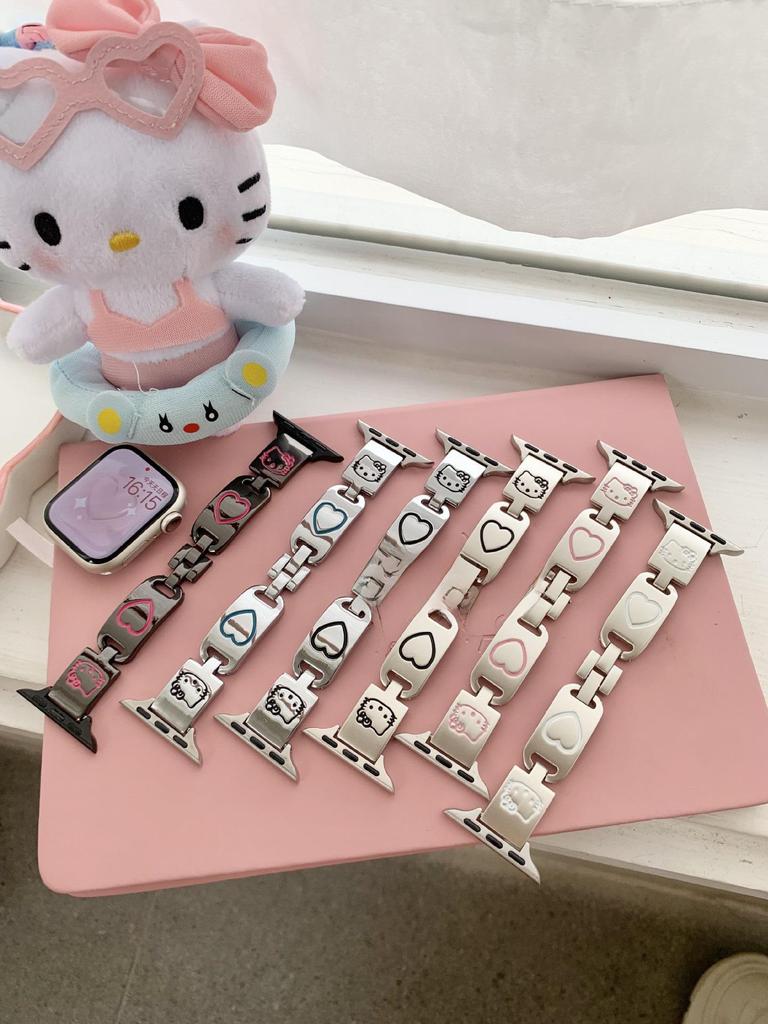 Thin Metal Graffiti Hello Kitty Love Strap for Apple Watch 8 - Women's iWatch976