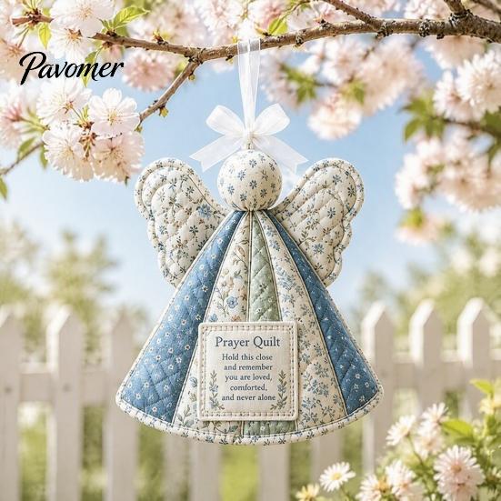 Quilted Angel Decoration Prayer Quilt Ornament, Filled Love Faith Christmas Decoration, Decorative for Mantel Handmade Keepsake Xmas Tree, Door Decor
