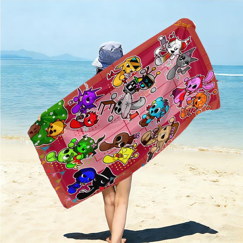 1Pc Colorful Sprunki Characters Beach Towel Microfiber Beach Towel Thin Absorbent For Beach Swimming Yoga Bath Sports 0917293