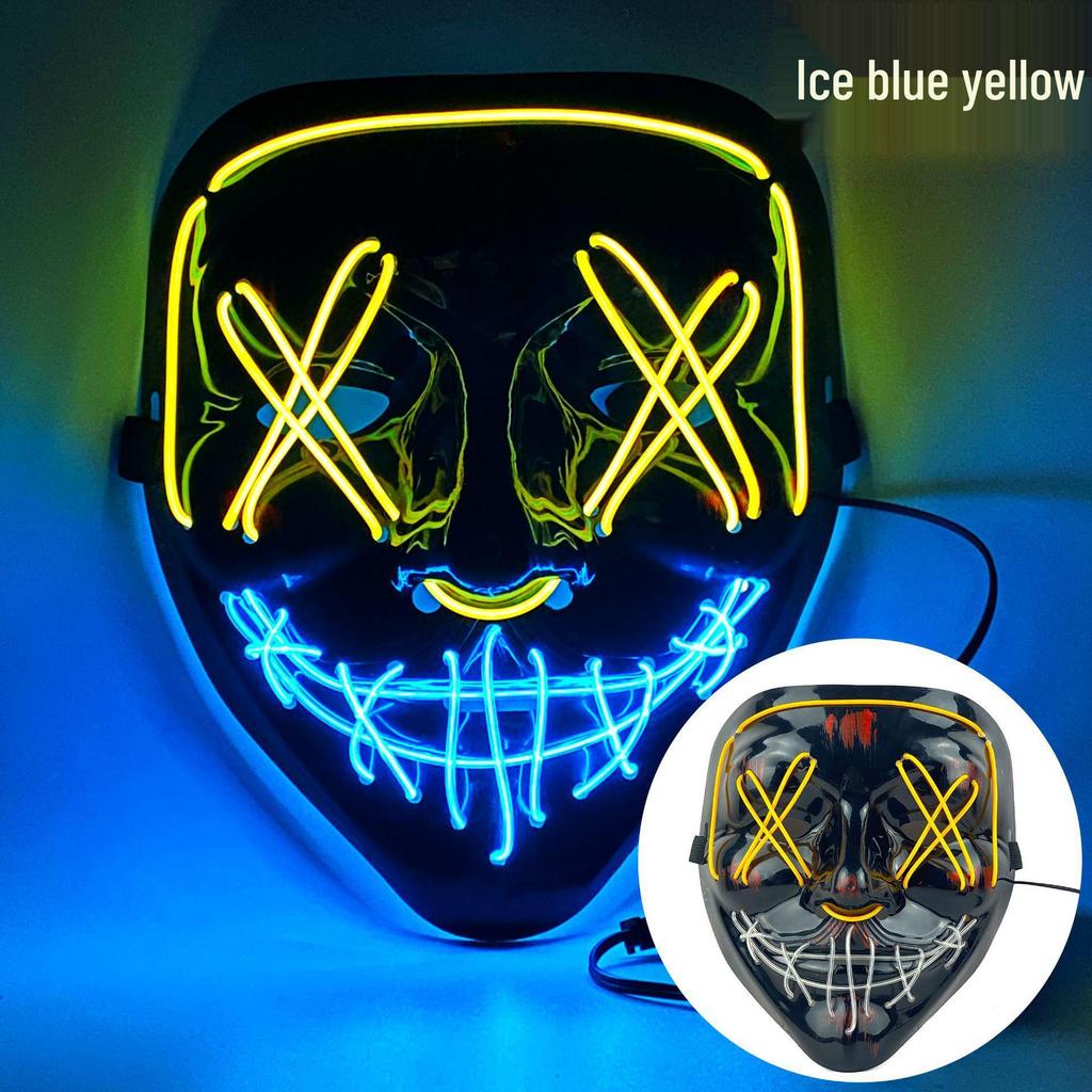 LED Luminous Halloween V for Vendetta Mask - Black Ghost Face Party Prop