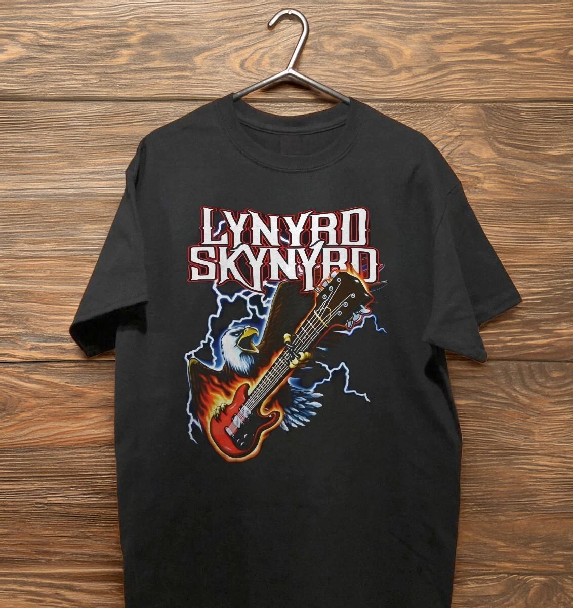 Lynyrd Skynyrd Eagle Guitar T Shirt, Unisex Cotton Black T Shirt, Size S To 5XL M