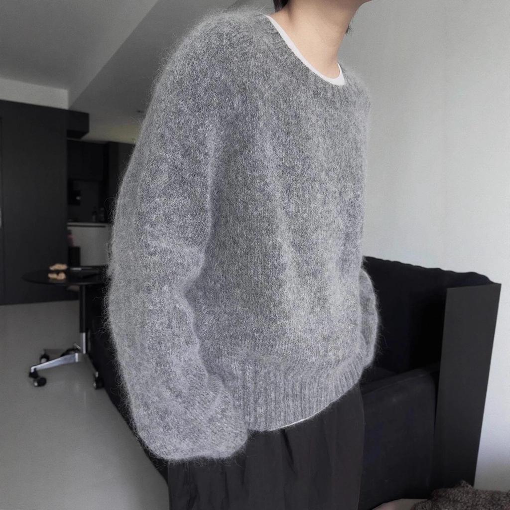 Women's Thick 100% Wool Korean-Style Loose Knit Sweater for Autumn/Winter