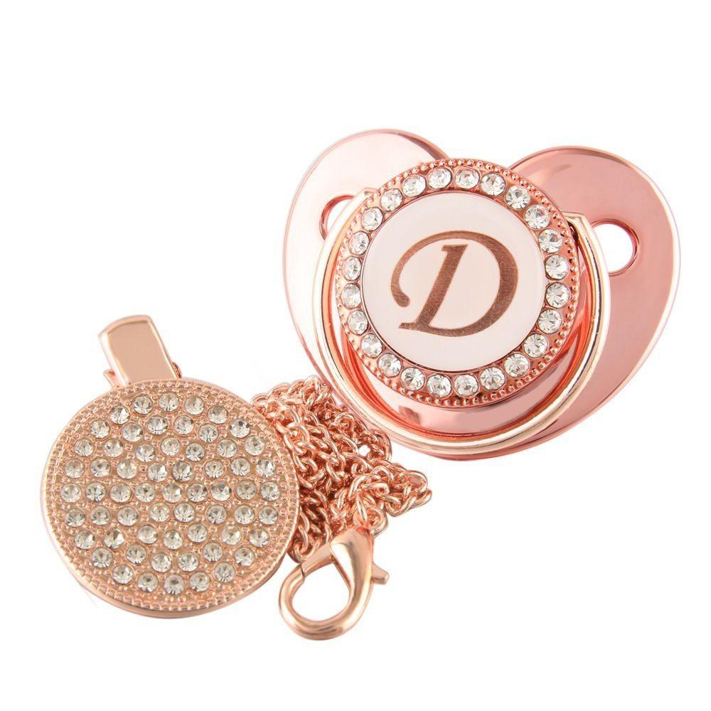 Stunning Crystal Rhinestone Baby Soothers And Pacifier Clips Bpa-free Silicone