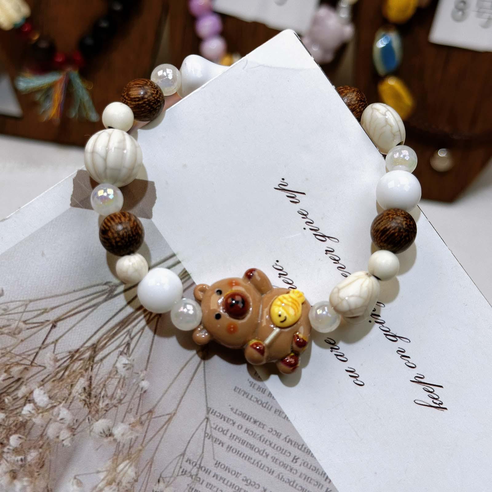 

Cartoon Cute Glass Crystal Cookie Cat Bracelet - Niche Versatile Student Best Friend Gift