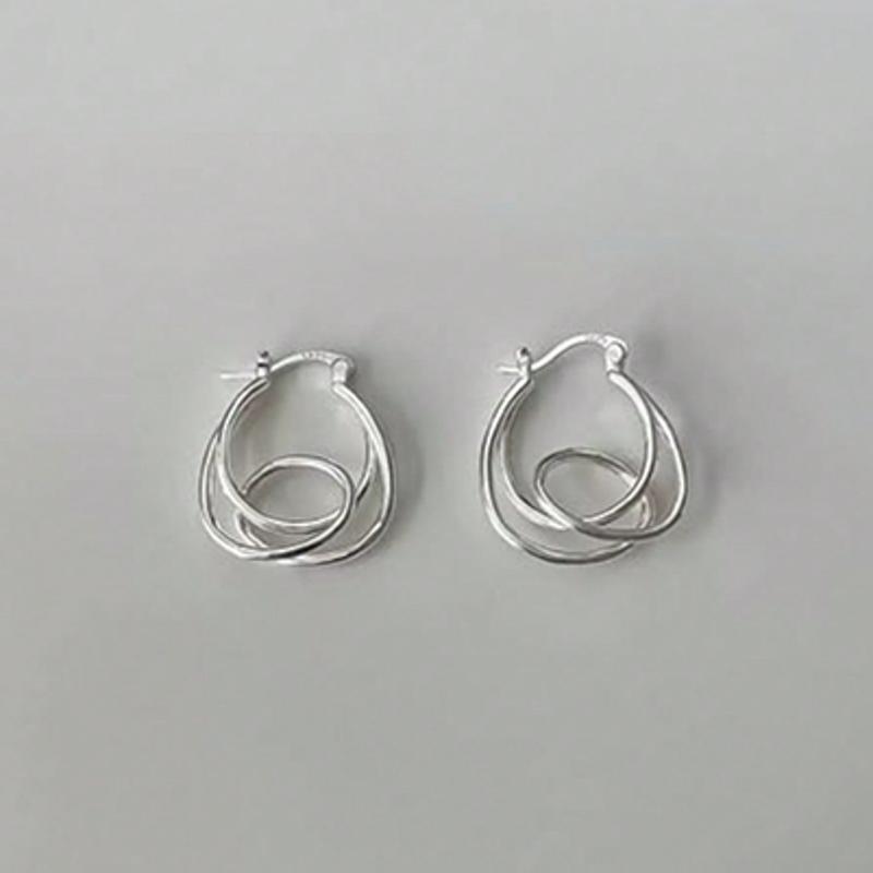 1Pair Sterling Silver Knot Hoop Earrings - Unique Twisted Line Design, Hypoallergenic Korean-Japanese Style, Fashion Jewelry Gifts For Daily Wear