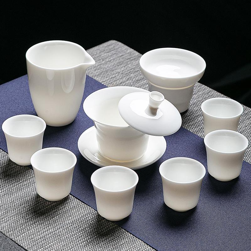 HANDUNYOU Heat-Resistant Glass Gaiwan Teacups Set (10 Pcs)