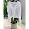 Buyer Store Gentle Ruffles Long Sleeves V-neck Shirt Female Early Autumn New Design Sense Niche Style Puff Sleeve Top