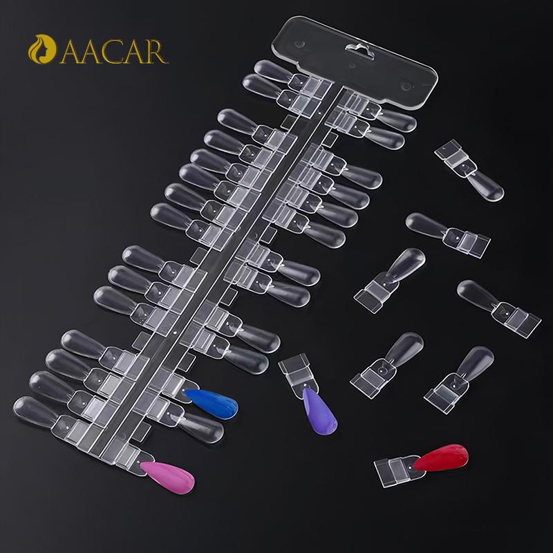 Removable Nail Art Display, Natural Clear Color Card, Teardrop Design, False Nail Tips Rack for Manicure Gel Polish Practice 36P