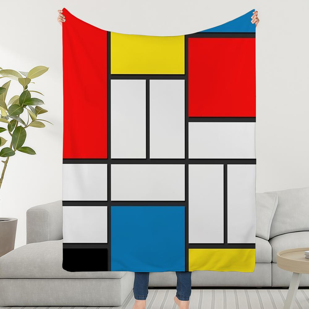 

Blanket Throw Super Piet Cosy Plush Living Room Sofa Mondrian Couch Childish Birthday Gifts 30x40in