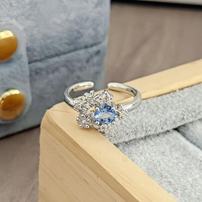 [Sweet Diamond Honey Talk] Girl'S Heart Sweet Pink Full Diamond Zir*****Pen Ring Butterfly Exquisite Premium Ring