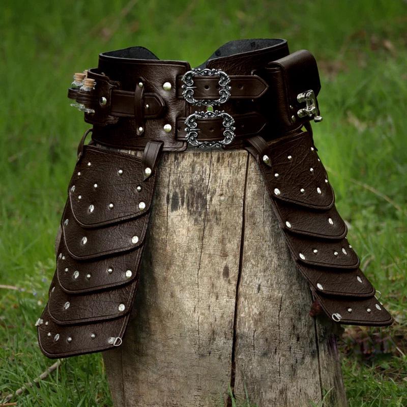 European Medieval Viking Belt and Skirt Cosplay Armor for Halloween and Carnival темно-коричневого