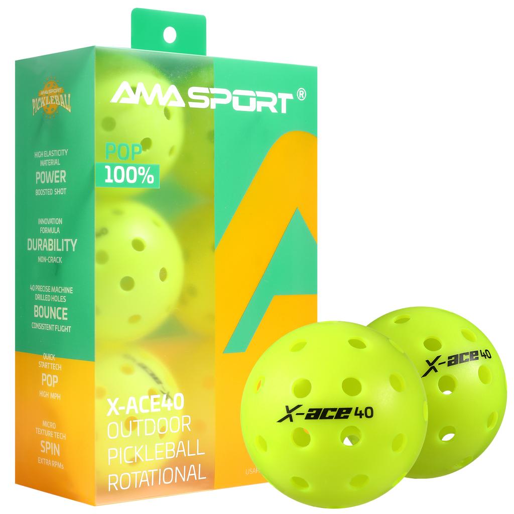 AMASPORT Pickleball Bälle X-ACE40 Professionelle Offizielle Pickleball Bälle Hoher Rückprall & Hohe Sichtbarkeit für Outdoor-Spiele