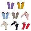 Knitted Gloves Winter Full Finger Mittens Touchscreen Colorful Pompom Decor Gloves for Kids Teens Christmas Presents