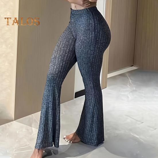 Women Yoga Pants High Waist Flared Leg Wide Leggings Solid Color Elastic Waistband Sport Pants Daily Wear