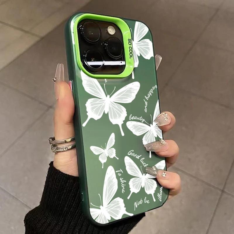 Retro Black Butterfly Case for iPhone 15 Pro Max 16 14 13 12 11 XS X XR SE   7 8 Plus 15 Electroplated Matte Hard Cover