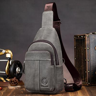 Sac Bandoulière en Cuir Véritable Sac d'Épaule Avant pour Homme Fabriqué en Cuir de Vache