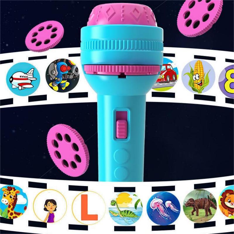 Kids Projection Flashlight Fun Bedtime Stories Toy For Early Learning.