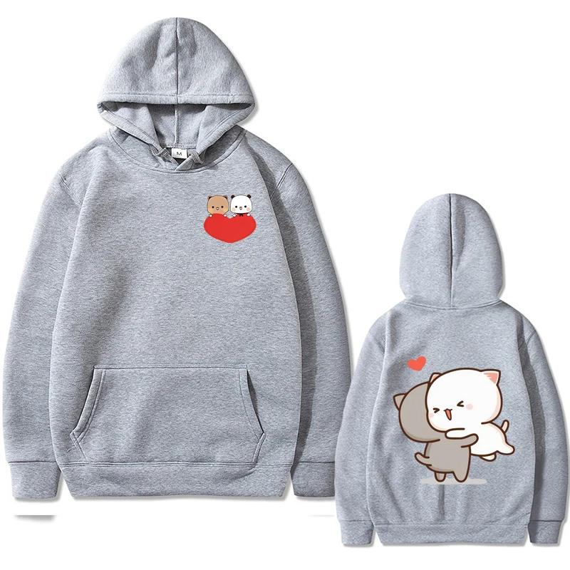 Cartoon Couple Graphic Hoodies for Women Men Clothing Cute Anime Printed Hooded Pullover Long Sleeves Fleece Streetwear