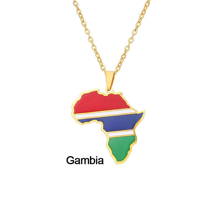 Edelstahl Afrikanische Karte Halskette: Elfenbeinküste, Ruanda, Ägypten, Uganda
