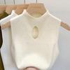 Fashion Half Turtleneck Hollow Out Knitted Tank Top Summer Women Casual Solid Color Sleeveless Vest