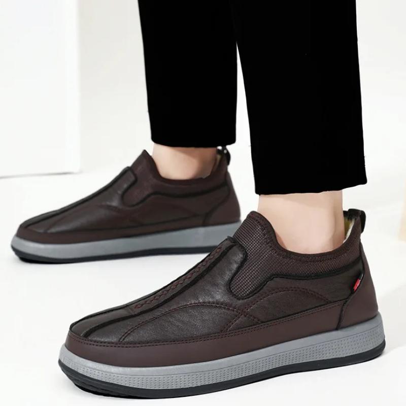 2025 Cotton Shoes Men's Winter Outdoor Casual Warm Slip-On Boots Plush Lined Comfortable Shoes Men Boots