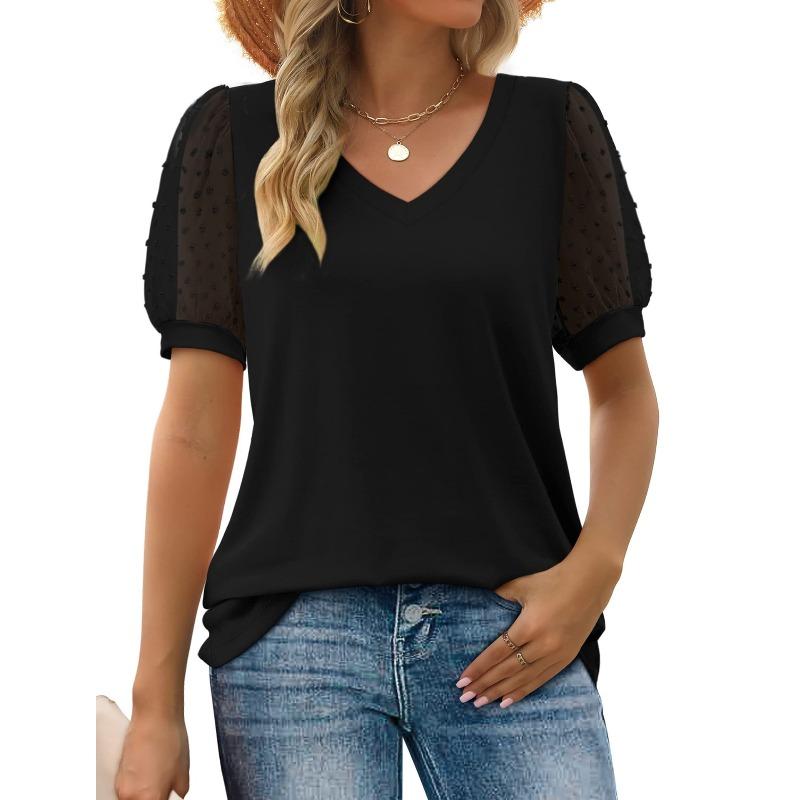 IHUASU Women's Fashion Casual Summer Spring V-Neck Summer Spring Blouses & Shirts Elegant