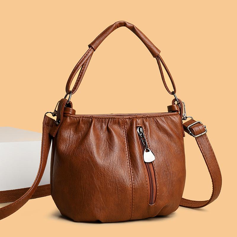 Women's handbag 2025 new light luxury European and American fashion retro bag single shoulder multi-layer folds mobile phone messenger bag