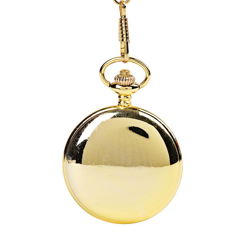 Large Chunky Gold Double-Sided Quartz Pocket Watch with Engraving