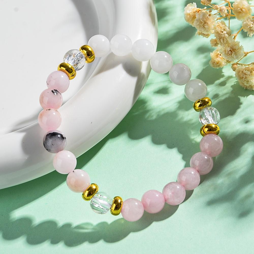 

1 шт. Модный браслет для сна, балансирующий ауру, 8 мм браслет для сна из натуральных камней - Белый бирюзовый - Аметист - Розовый кварц