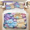 Teddy Bear Pattern Bedding Quilt Set Quilt Cover Pillowcase Home Decoration Birthday Gift (1 * duvet cover + 2 * pillowcase, without core)