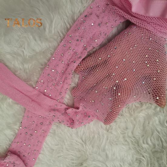 Women Sexy Pantyhose Shiny Rhinestone High Elasticity Anti-slip Ultrathin See-through Hollow Out Fishnet Soft Skinny Party Club Pantyhose