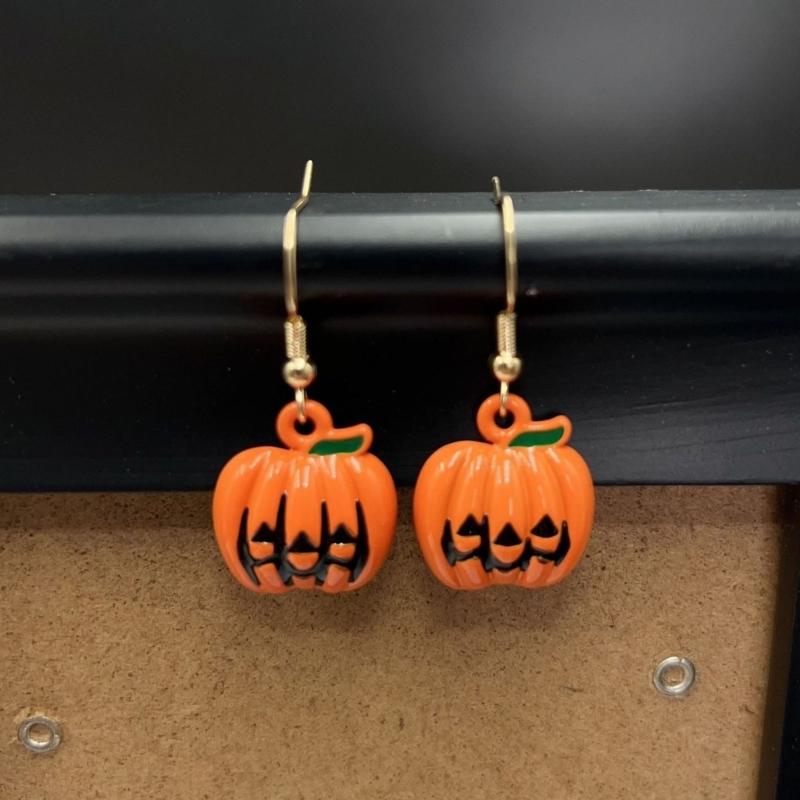 Whimsical Bat Pumpkin Cartoon Dangle Earrings Lightweight Alloy Design For Halloween Party Costume Accessories