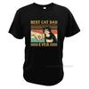 Best Cat Dad Ever Paw Fist Bump Fit T-Shirts Vintage Retro Gift Men Premium T Shirt 100% Cotton Tops