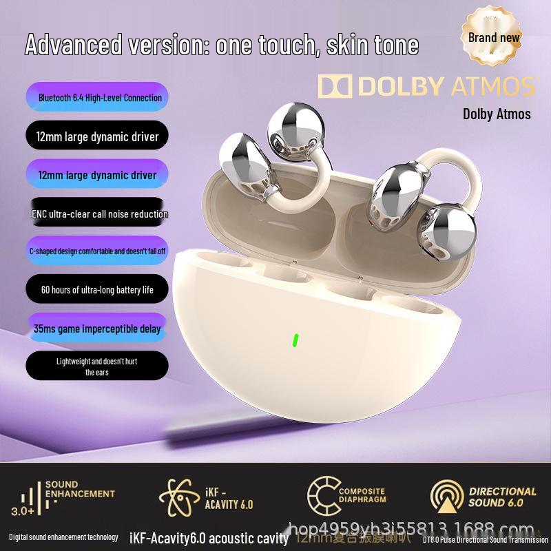 S80 Bone Conduction Wireless Earphones: Long Battery, Noise Cancelling, Clip-On Design for Sports and Gaming