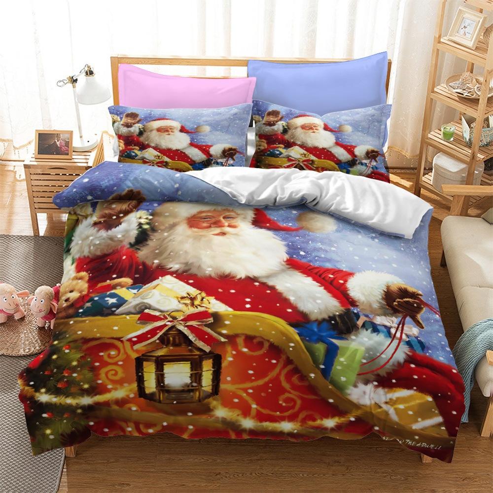 Christmas Series Bedding Three-Piece Home Textile Kit Digital Printing Production