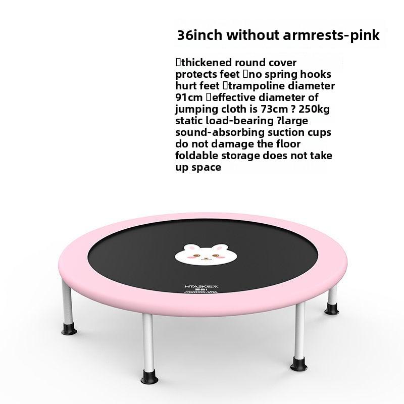 48-Inch Trampoline with Armrests Adult Children s Home Gym Trampoline Children s Entertainment Jumping Bed Fitness Equipment
