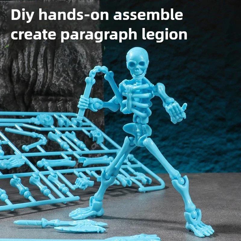 Dreidimensionales Schädelmodell Bauspielzeug Mehrfach bewegliche Schädel- und Knochenpuppen Dekoration Actionfiguren Neue Anime-Geschenke Heiß
