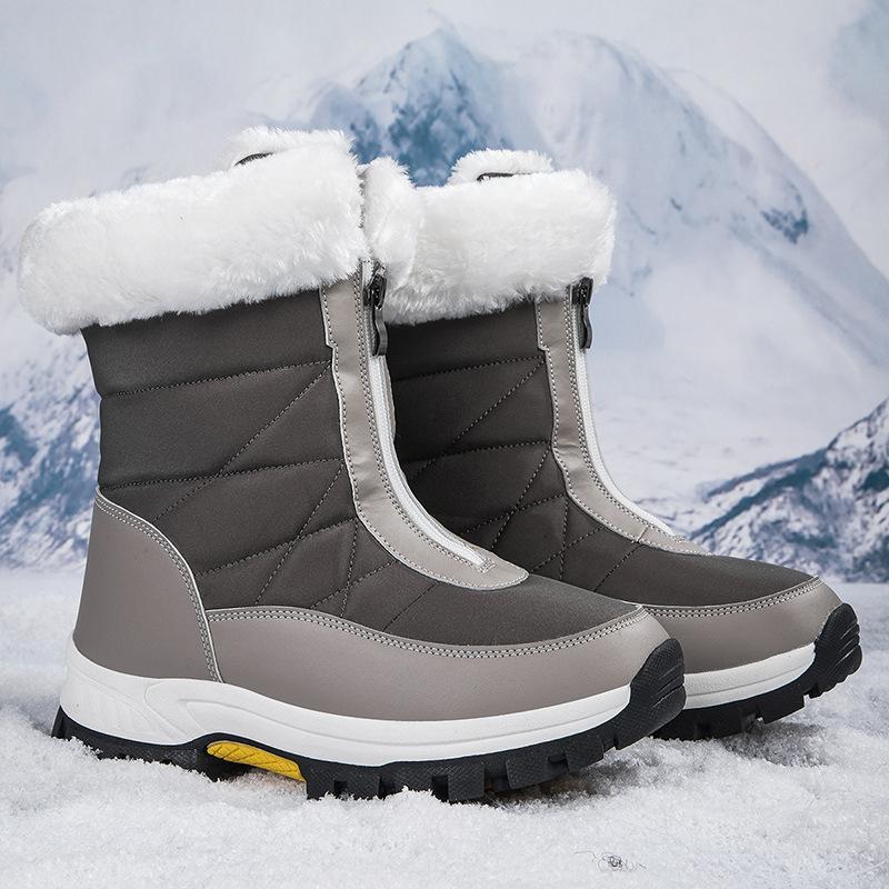 Outdoor Snow Boots Women's Velvet Thickened Cotton Shoes, Winter Zipper Thick-soled Warm Cotton Shoes